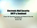 Electronic Mail Security: SMTP &amp; Sendmail - slide 1