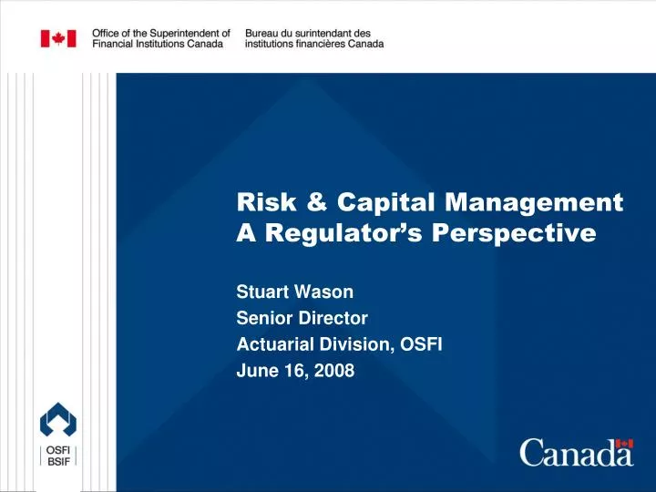 risk capital management a regulator s perspective