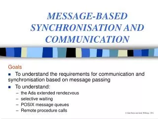 MESSAGE-BASED SYNCHRONISATION AND COMMUNICATION