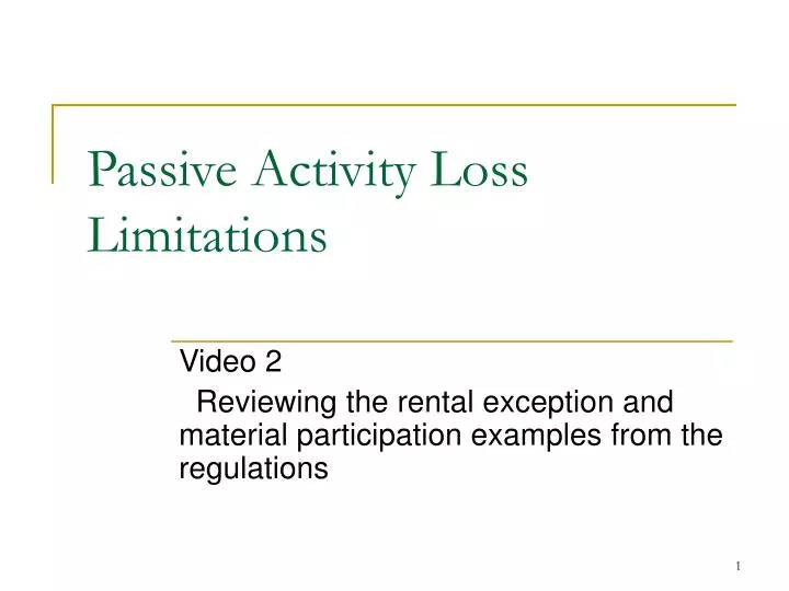 passive activity loss limitations