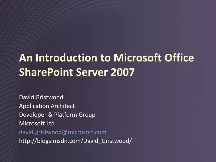an introduction to microsoft office sharepoint server 2007