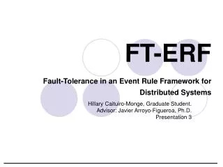 FT-ERF Fault-Tolerance in an Event Rule Framework for Distributed Systems