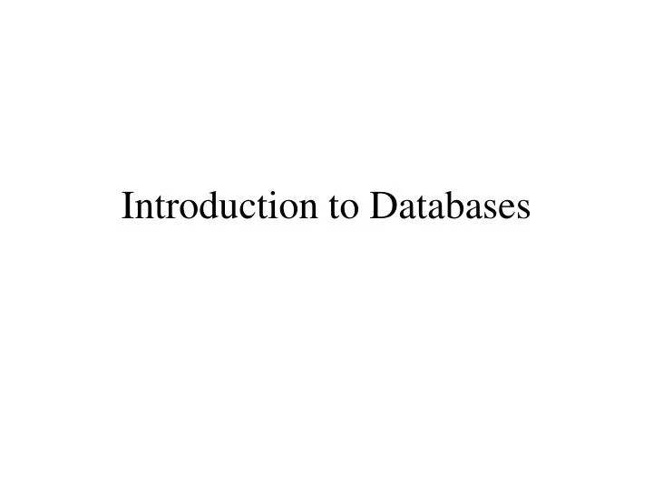 introduction to databases
