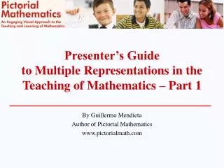 Presenter’s Guide to Multiple Representations in the Teaching of Mathematics – Part 1