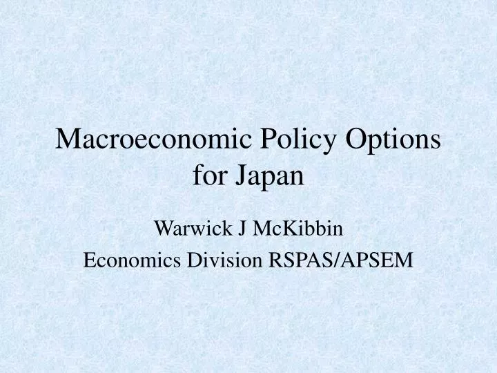 macroeconomic policy options for japan