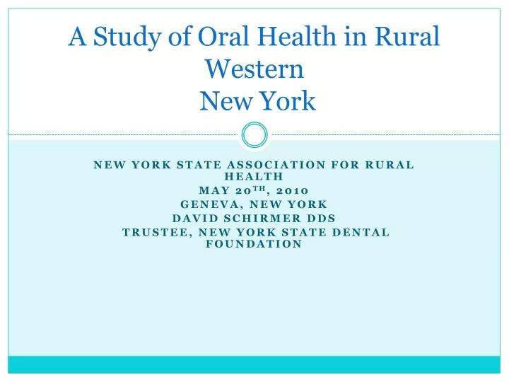 a study of oral health in rural western new york
