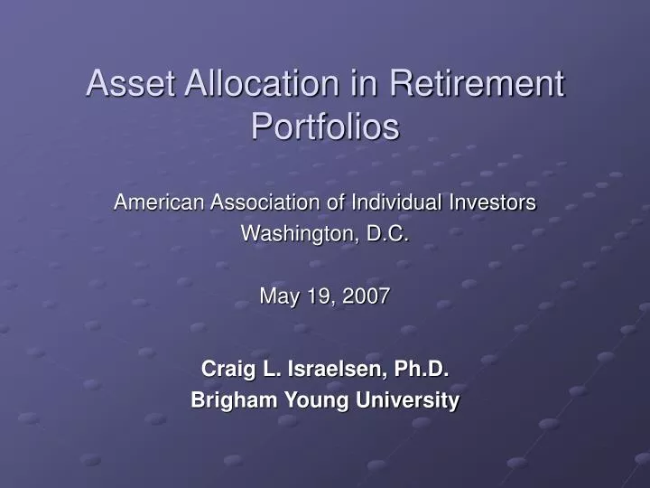 asset allocation in retirement portfolios