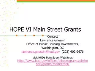 HOPE VI Main Street Grants