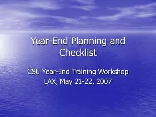 Year-End Planning and Checklist