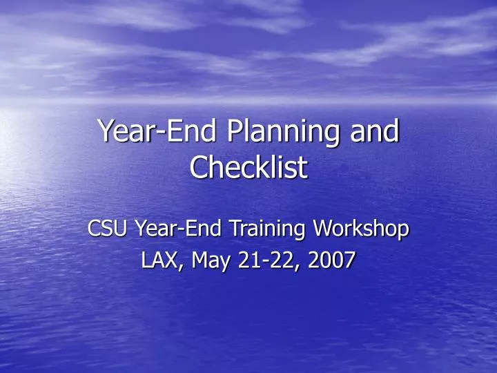 year end planning and checklist