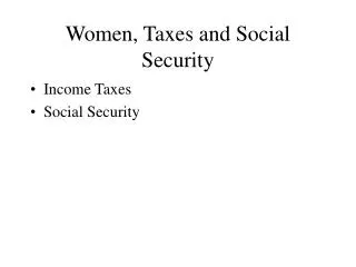 Women, Taxes and Social Security