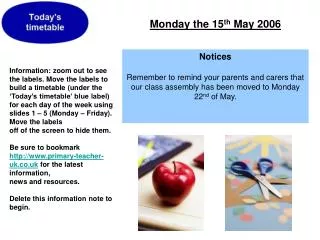 Monday the 15 th May 2006