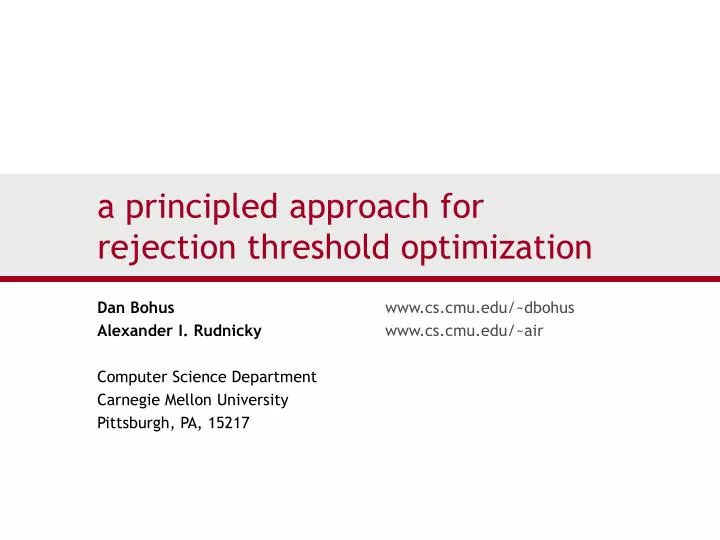 a principled approach for rejection threshold optimization