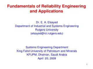 Fundamentals of Reliability Engineering and Applications