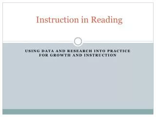 Instruction in Reading