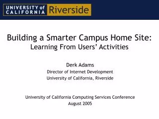 Building a Smarter Campus Home Site: Learning From Users’ Activities