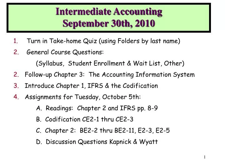 intermediate accounting september 30th 2010