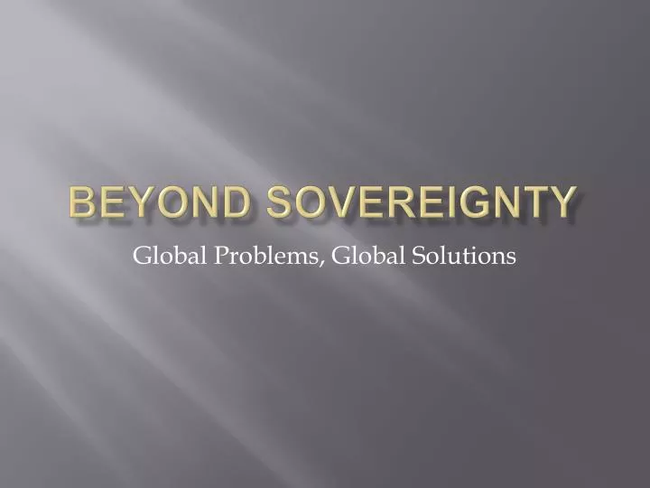 beyond sovereignty
