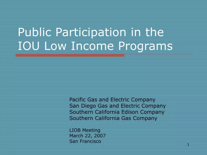 public participation in the iou low income programs