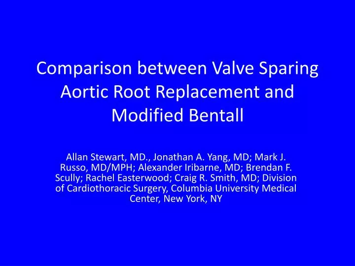 comparison between valve sparing aortic root replacement and modified bentall