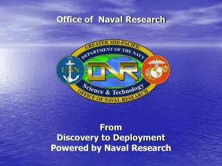 Office of Naval Research From Discovery to Deployment Powered by Naval Research