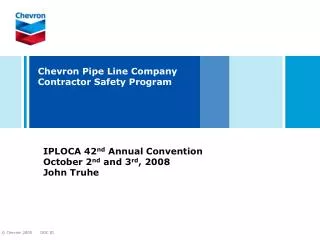 Chevron Pipe Line Company Contractor Safety Program