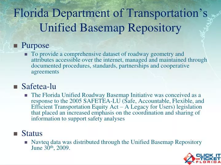 florida department of transportation s unified basemap repository