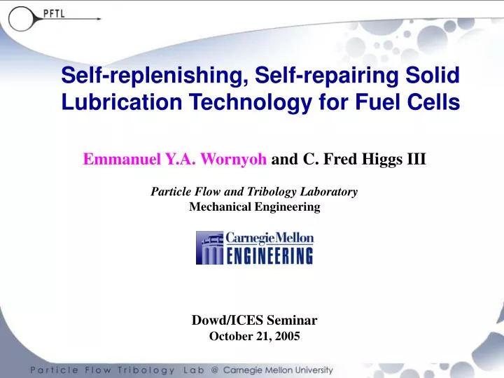 self replenishing self repairing solid lubrication technology for fuel cells