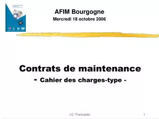 Contrats de maintenance - Cahier des charges-type -