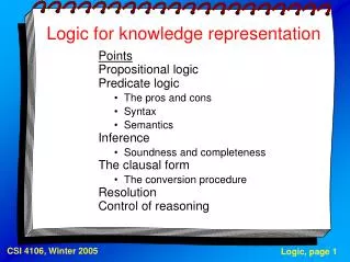 Logic for knowledge representation
