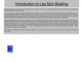 Introduction to Leg Spin Bowling