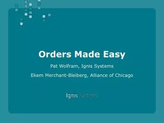 Orders Made Easy