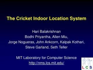 The Cricket Indoor Location System