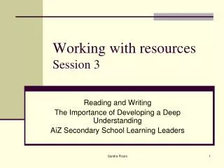 Working with resources Session 3