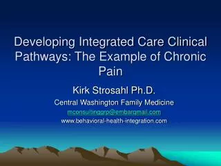 Developing Integrated Care Clinical Pathways: The Example of Chronic Pain