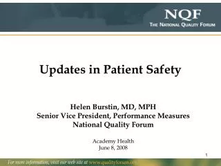 Updates in Patient Safety