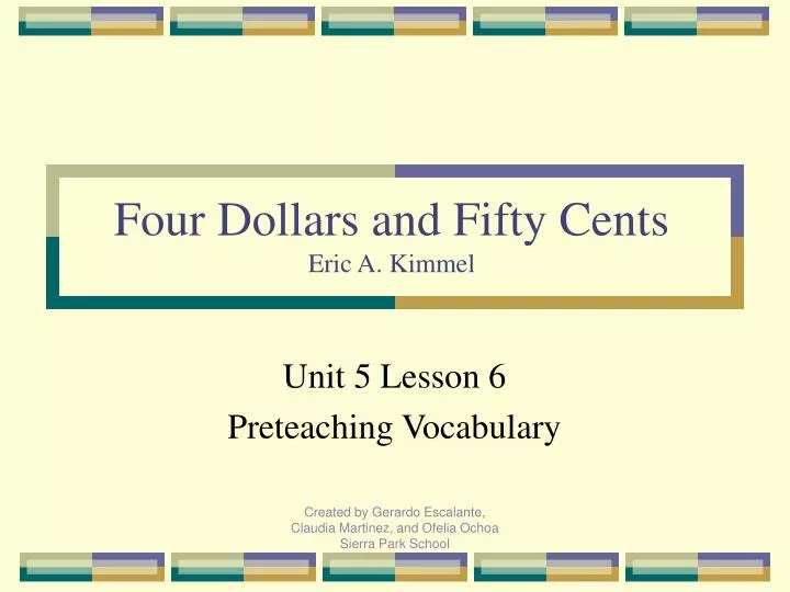 four dollars and fifty cents eric a kimmel