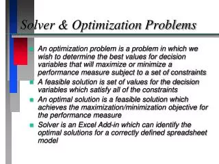 Solver &amp; Optimization Problems