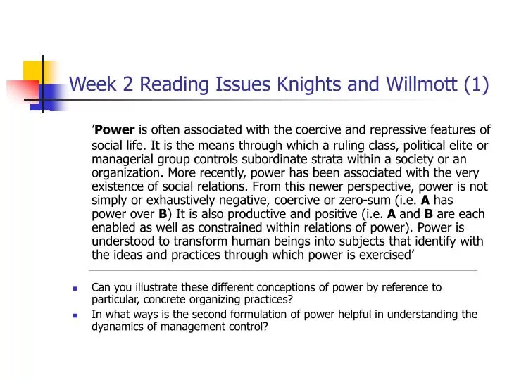 week 2 reading issues knights and willmott 1