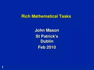 Rich Mathematical Tasks