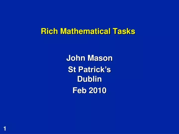 rich mathematical tasks