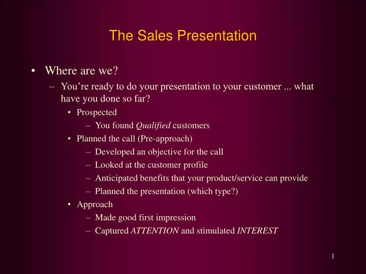 the sales presentation