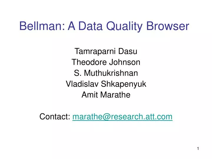 bellman a data quality browser