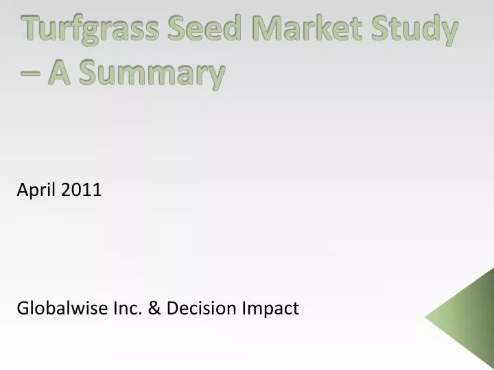 turfgrass seed market study a summary