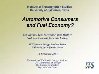 Automotive Consumers and Fuel Economy?