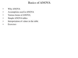 Basics of ANOVA