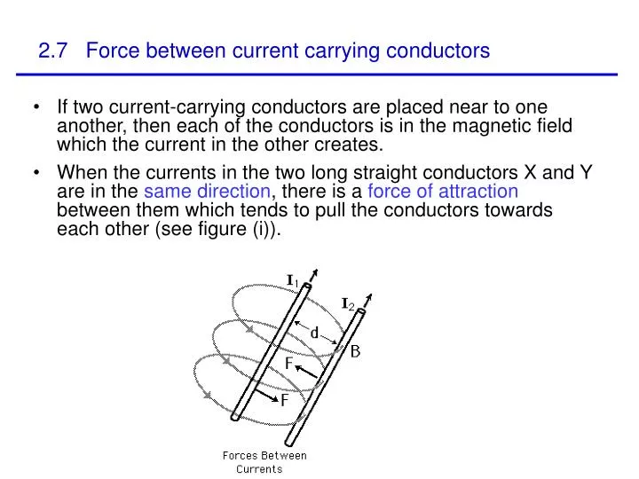2 7 force between current carrying conductors