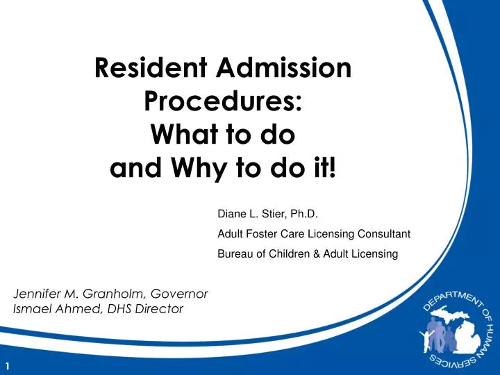 resident admission procedures what to do and why to do it