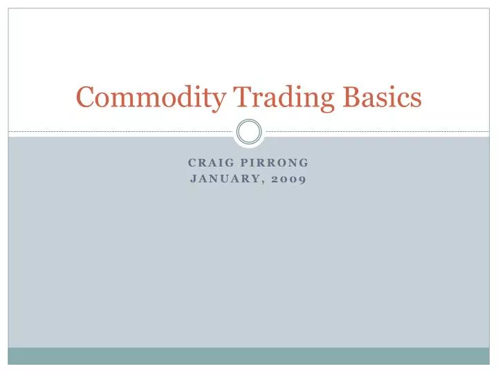 commodity trading basics
