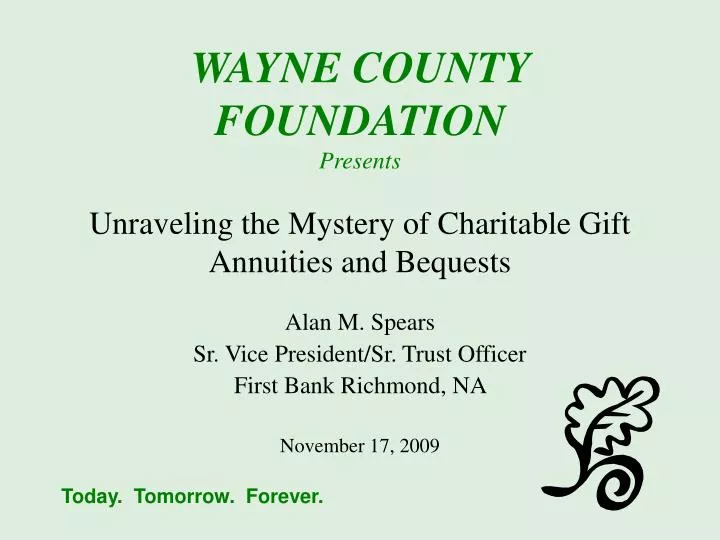 wayne county foundation presents unraveling the mystery of charitable gift annuities and bequests